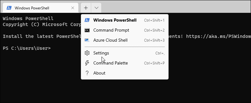 Terminal Ayarları, powershell'i Windows 11'de yönetici olarak açar