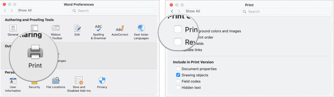 mac arka planda yazdırma üzerine microsoft word