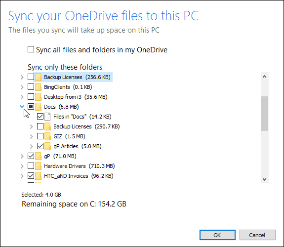 Windows 10'da Hangi OneDrive Klasörlerinin Senkronize Edileceğini Seçme