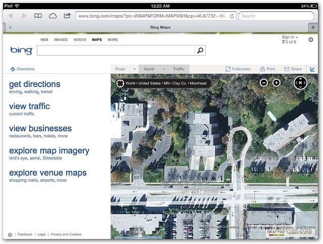 Bing Haritalar iPad