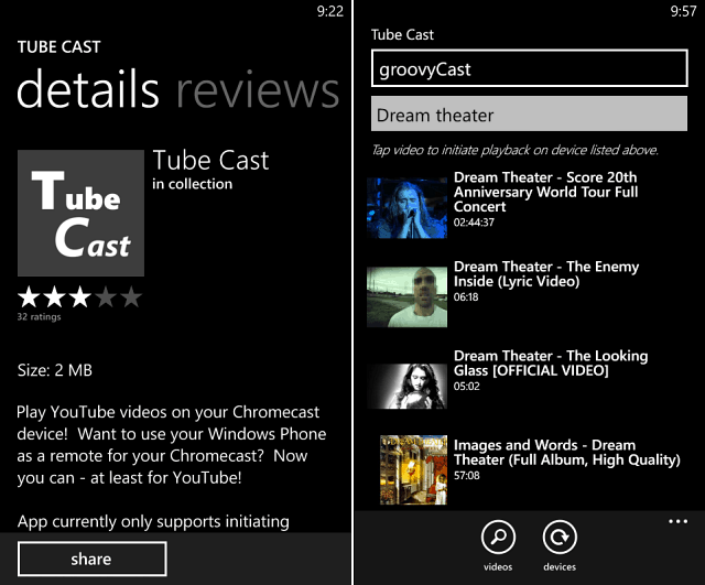 Windows Phone'dan Chromecast'e YouTube Videoları Gönderme