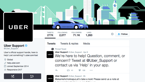 Uber, Uber Desteği için ayrı bir Twitter tutacağına sahiptir.