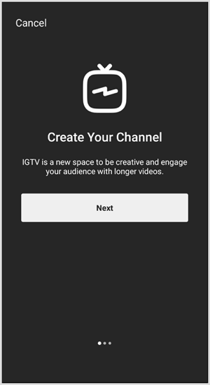 IGTV kanalını kurmak için talimatları izleyin.