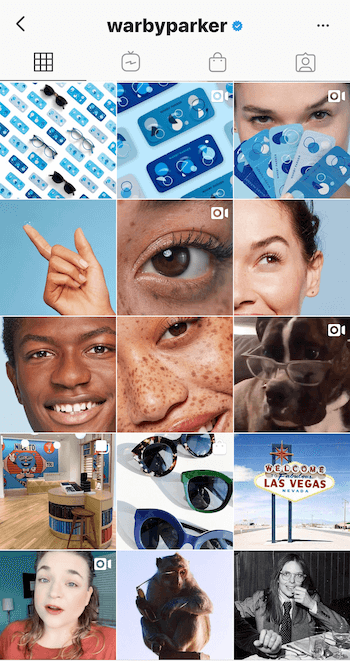 Warby Parker için Instagram işletme profili