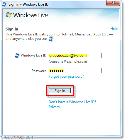 Windows 7 hesabı kullanarak Windows Live'da otomatik olarak oturum açma