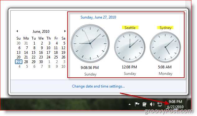 Microsoft Windows 7 farklı saat dilimlerinde ek saatler görüntüler